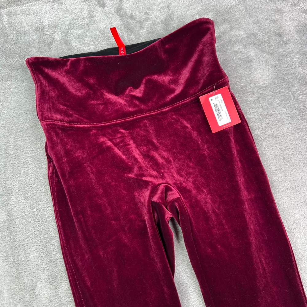 Spanx Velvet Leggings Womens Small Rich Burgundy Solid High Waisted Luxe Stretch - Picture 3 of 12
